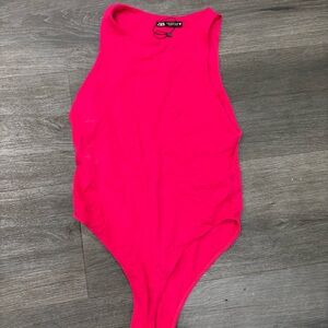 Zara Bright Hot Pink Sleeveless Bodysuit
